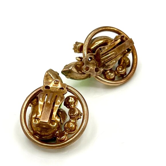 Juliana D&E Gold Light Dark Green Drop Rhinestone Cluster Bracelet Earrings Set - Picture 11 of 11